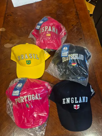 SOCCER HATS WORLD CUP NWT SPAIN BRAZIL GERMANY PORTUGAL ENGLAND, View more