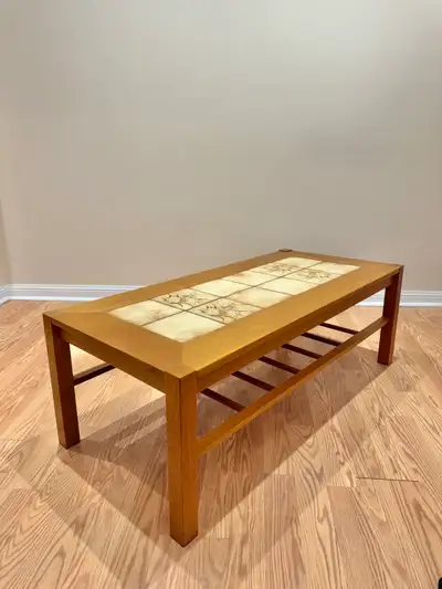 Danish Mid Century Teak Tile Top Coffee Table, View more