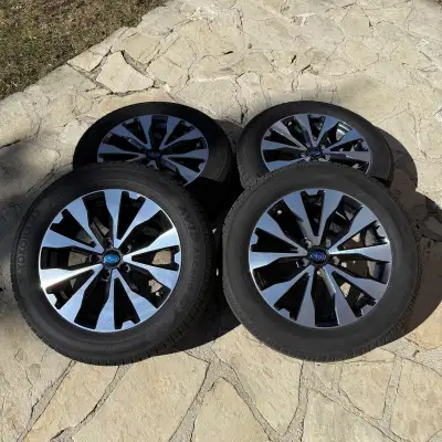 Factory 18” Subaru Outback wheels and Yokohama all season tires. Wheel specs: Enkei, 18x7 et55, 5x11...