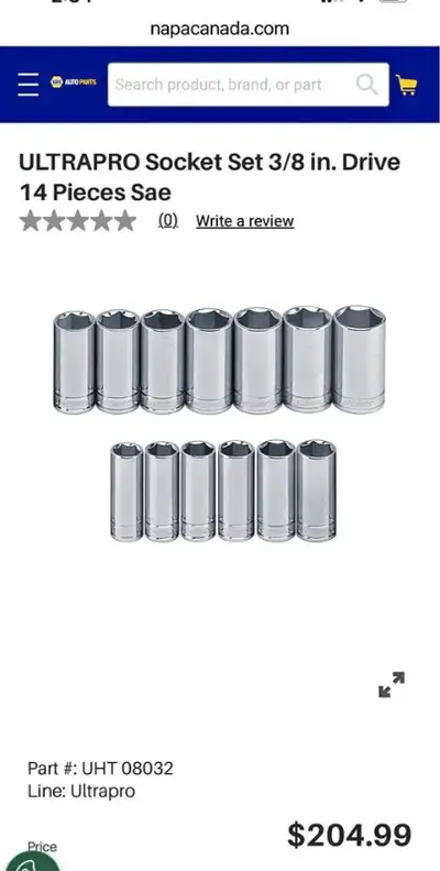 NEW NAPA ULTRA PRO 14-Piece 3/8" Drive Deep Impact Socket Set, View more