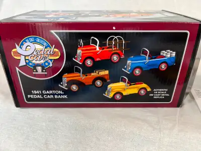 CROWN PREMIUMS LIMITED EDITIONS 1 - FIRE TRUCK PEDAL CAR METAL DIE CAST COIN BANK 1/6 SCALE HEMMING...