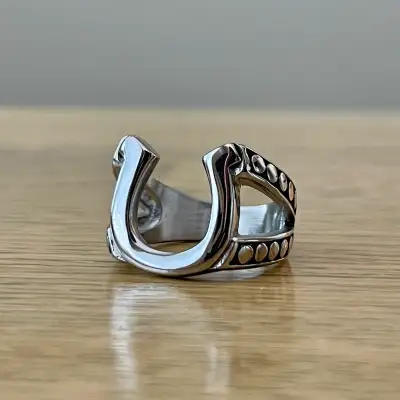 Horseshoe stainless steel ring (size 9), View more