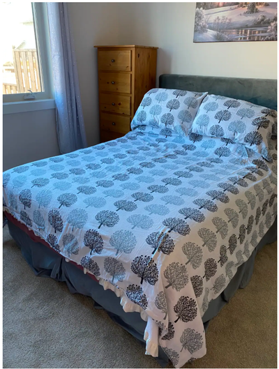 Queen Cotton Duvet Cover 3 Piece Set White with Grey Design, View more