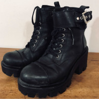 Lace up combat style leather boots