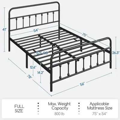 Full size Classic Metal Platform Bed Frame Mattress Foundation , View more