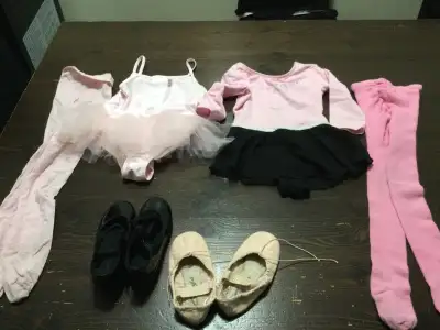 2 sets of Ballet dress size 4-6 are for summer and winter. My daughter wrote 4 letters on the black...