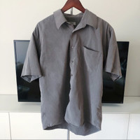 H&O Men’s Grey Short Sleeve Casual Button Down Shirt (Size L)