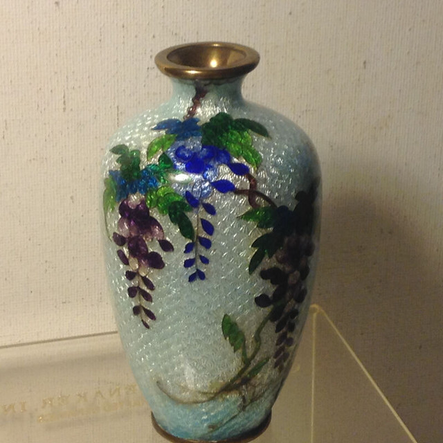 ANTIQUE JAPANESE GINBARI OTA JINNOEI SMALL FINE CLOISONNE VASE F in Arts & Collectibles in Vancouver - Image 4