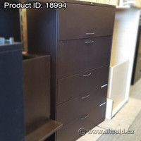 Brown Teknion 5 Drawer Lateral File Cabinet