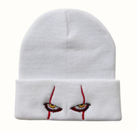 Unisex Scary Eye Embroidered Knitted Hat, Stylish Warm Beanie