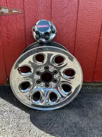 Four nickel-plated rims with four summer tires