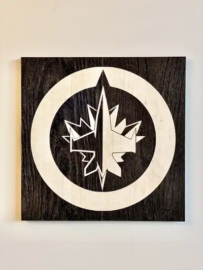 Maple Jets Cut-Out on an Oak Plank ♻️*UPCYCLED*♻️, View more