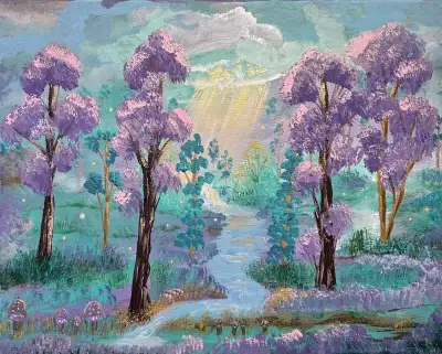 "Magical Forest" Oil/Acrylic Painting 20 x 16 inches canvas, View more