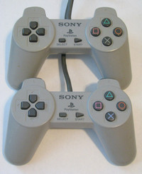 2 Sony Playstation Controllers Authentic OEM SCPH-1080