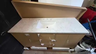 NEW 60" Wood Marble Top Vanity, View more