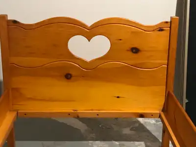 Beautiful, solid pine single bed Handcrafted by a Swedish cabinetmaker One of a kind design Comes wi...