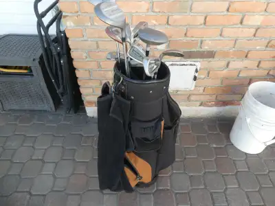 Men’s Right Hand golf clubs and cart bag, View more