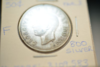 1943 Canada 50 Cents Silver Coin. Far 3.
