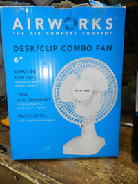 Desk Fan 6" Airworks with Clip Combo, Model 6DCAFSQ