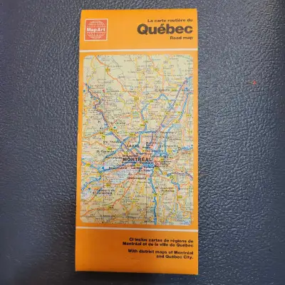 1980s 8Vintage road map of Quebec and Montreal, View more