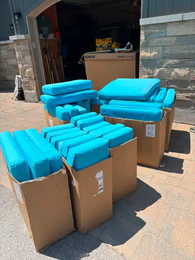 Patio cushions (16 seat and 16 back cushions)  28" x 28" x 4", View more