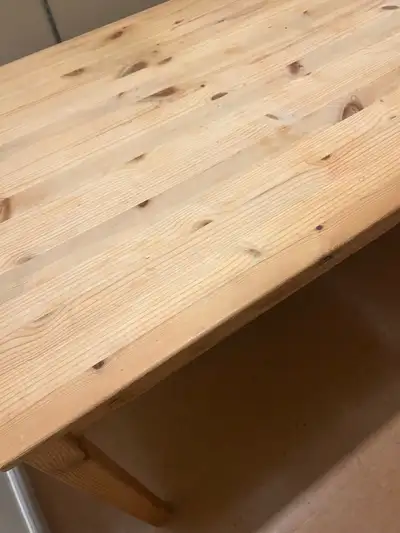 solid pine table and desk chair asking $75 for both, View more