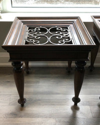 SIDE TABLES WITH GLASS TOP- SOLID WOOD WITH IRON