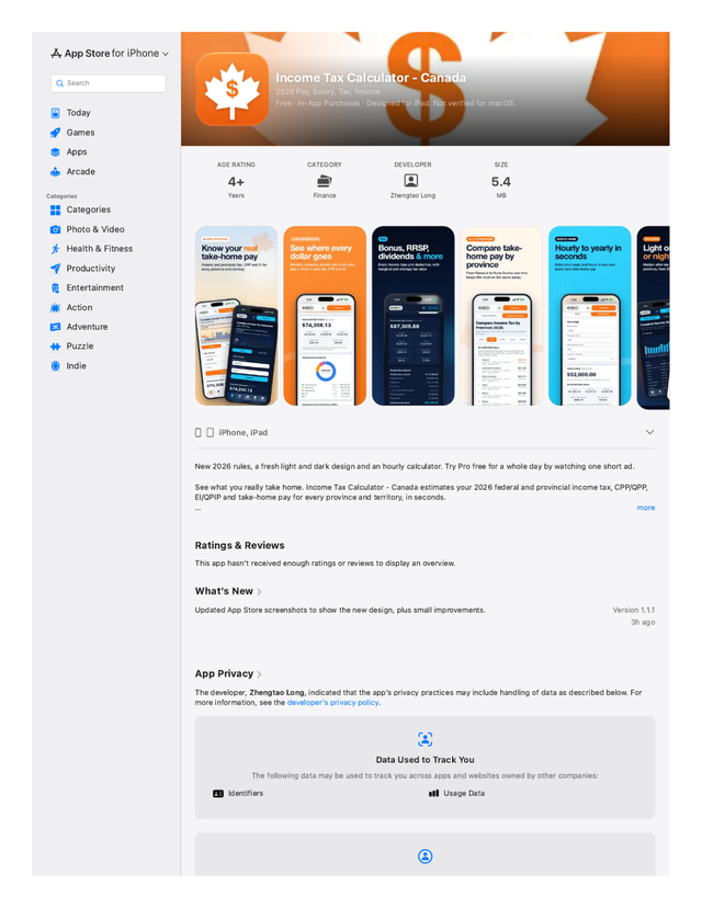 Income Tax Calculator Canada – Free iPhone App