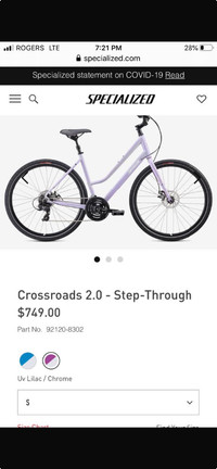 Crossroads 2.0 Step Through Bike - Lilac