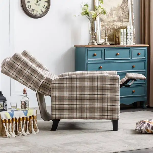 29.92 in. W Brown plaid Polyester Push Back Recliner chair  in Chairs & Recliners in Markham / York Region - Image 7