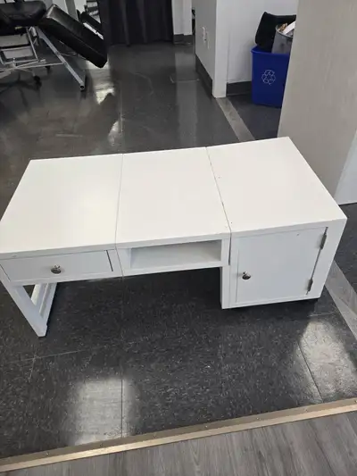 White coffee table with storage, pick up downtown (delivery with a fee). very sturdy and well kept!