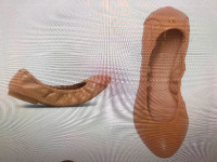 Stuart Weitzman flat leather golden beige ballet shoes size 8