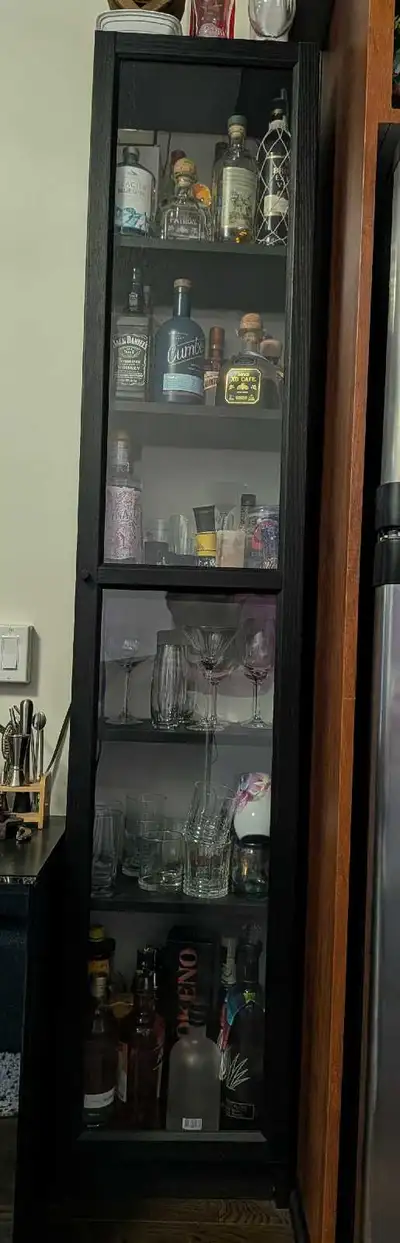 IKEA BILLY Narrow Glass-Door Cabinet / Black, View more
