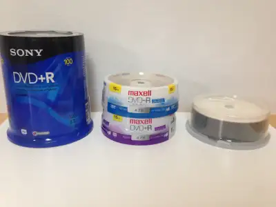 186 disks total Sony DVD+R, Maxell DVD-R, +R, Optodisc inkjet, View more