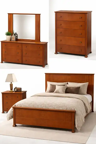 Solid Wood Bedroom Set – Dresser, Mirror, Chest & Nightstand –, View more