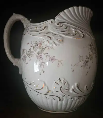 gorgeous antique 1 gallon porcelain water pitcher, View more