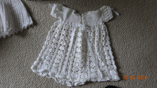 Doll, baby crochet dress, white, sleeves, back length 18.5 inche in Kids & Youth in Kelowna - Image 3