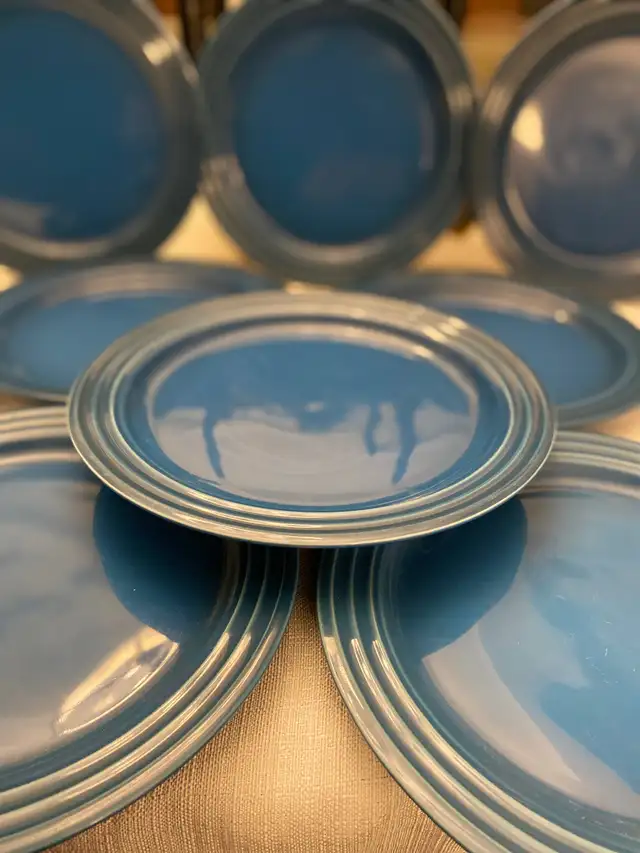 Le Creuset Lapis Blue Stoneware 8.5" Salad Plates – Set of 8 in Kitchen & Dining Wares in St. Albert - Image 3
