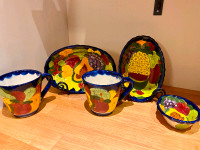 5 PIECES Mexican Pottery Serving Dishes