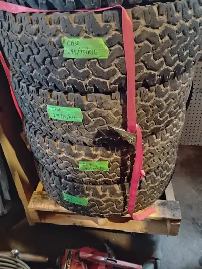 Good tires. 245/75 R16. Located on Wolfe Island for pickup.