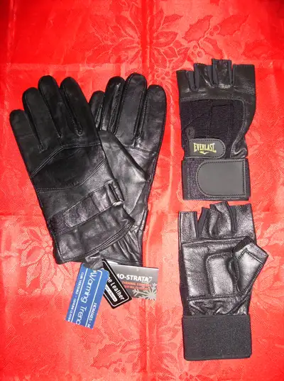 2 NEW Size Med Mens Everlast Gloves + Men’s Leather Gloves, Voir plus
