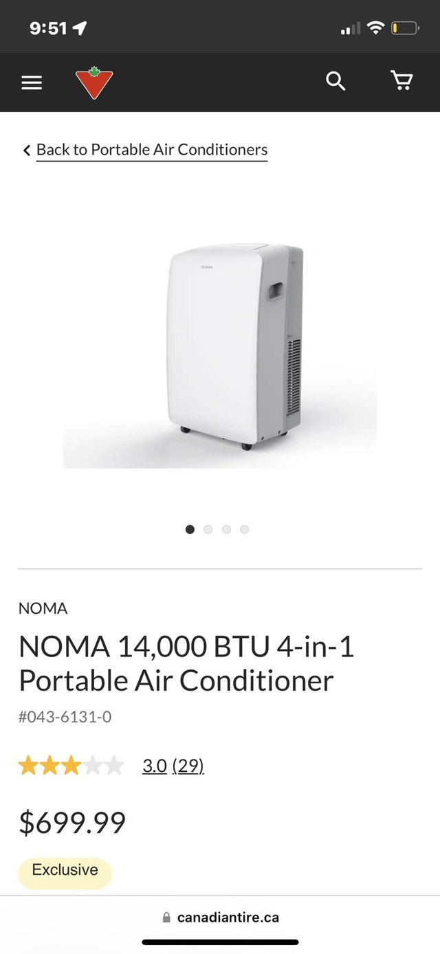NOMA 14,000 BTU 4in1 Portable Air Conditioner Heaters, Humidifiers
