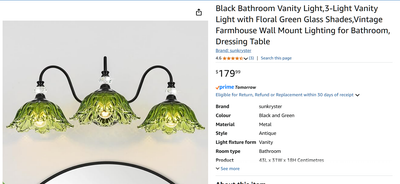 Black 3-Light Bathroom Vanity Light – Vintage Wall Mount with Fl, View more