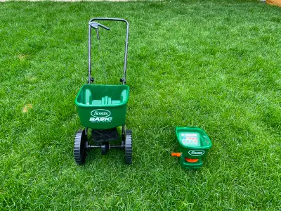 Seed Spreaders. New, never used. Stickers still on. Cleaning out garage and selling things I don't u...