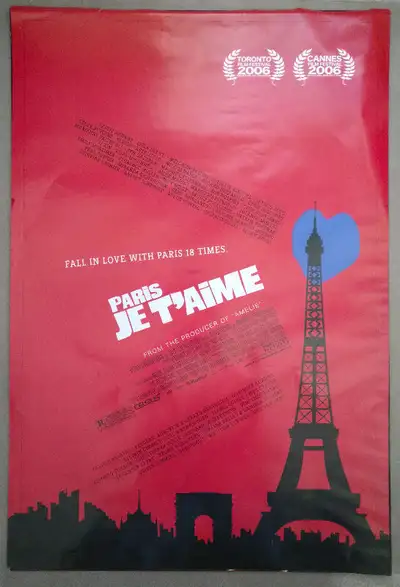Paris, Je t'aime (Original, Advance, double-sided, 27x40, condition 7/10) $5 Also have 27x40 reprint...
