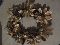 Large Outdoor Indoor Pinecone  gold flower sparkly Wreath