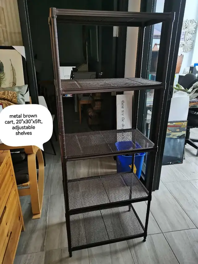 Metal Brown Cart ,strong, sturdy and adjustable in Bookcases & Shelving Units in Calgary - Image 2