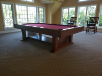 Brunswick solid oak mission style pool table