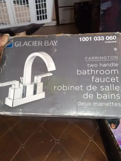 Brand New in Box Glacier Bay Two Handle Bathroom faucet $129 at Home Depot will take $20 please cont...