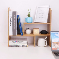 Bamboo Desktop Bookshelf, DIY Desk Storage Organizer Adjustable